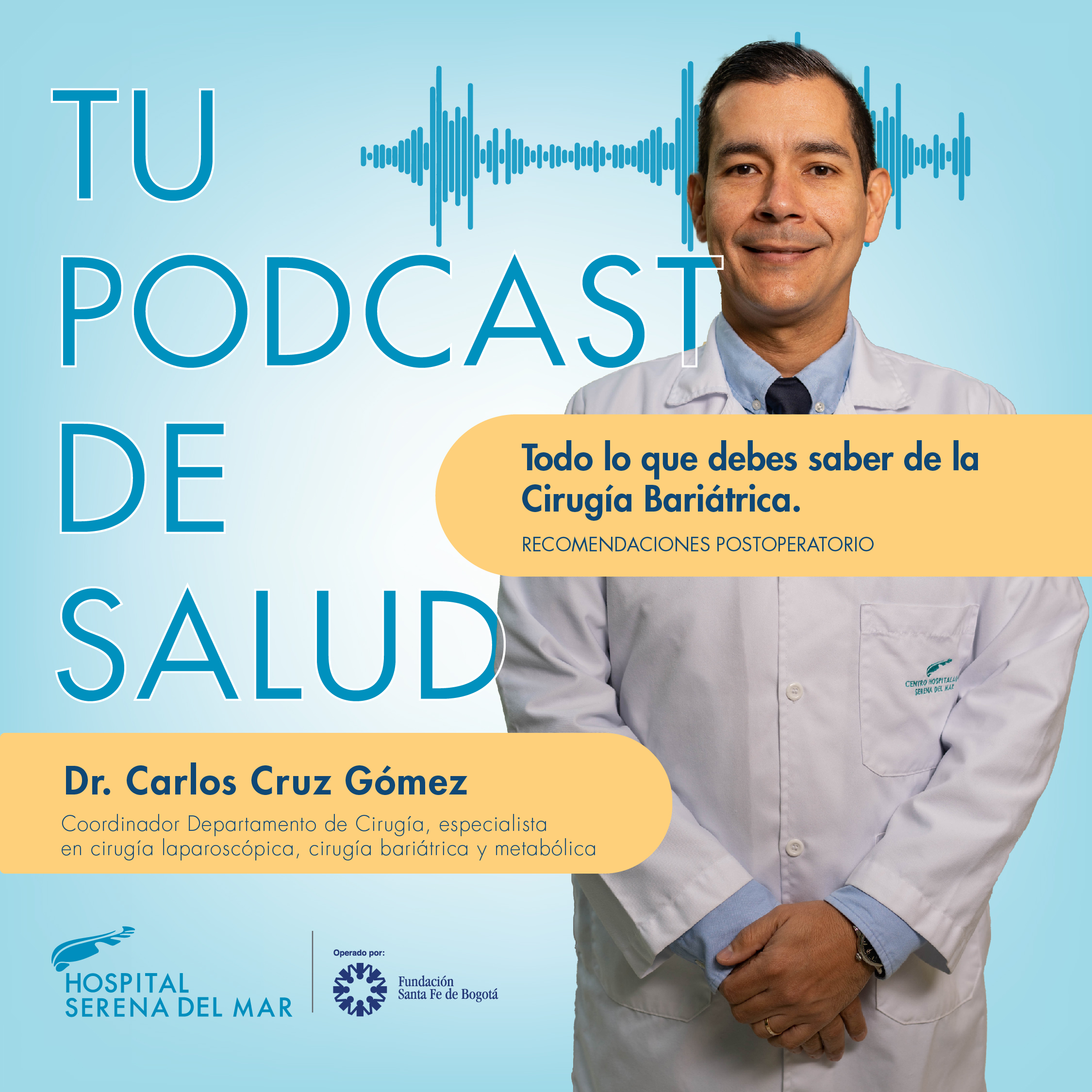  En este episodio conversamos con el Dr. Carlos Cruz, experto en cirugía laparoscópica, cirugía bariátrica y metabólica del Hospital Serena del Mar, sobre el procedimiento de la cirugía bariátrica, desde los criterios para su realización, hasta el proceso de pérdida de peso, cuidados y recuperación.