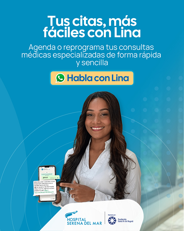 Lina, asistente virtual de Hospital Serena del Mar para agendar y reprogramar citas médicas por WhatsApp.